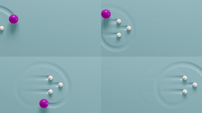 动画与球移动在一个柔软的表面3D渲染和4k视频