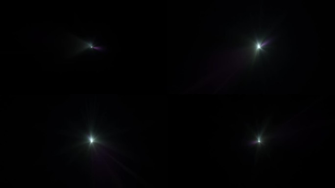 中心旋转辉光多色光线光光学镜头闪光动画艺术在黑色抽象背景为屏幕项目覆盖。灯光光线效果动态明亮的视频镜