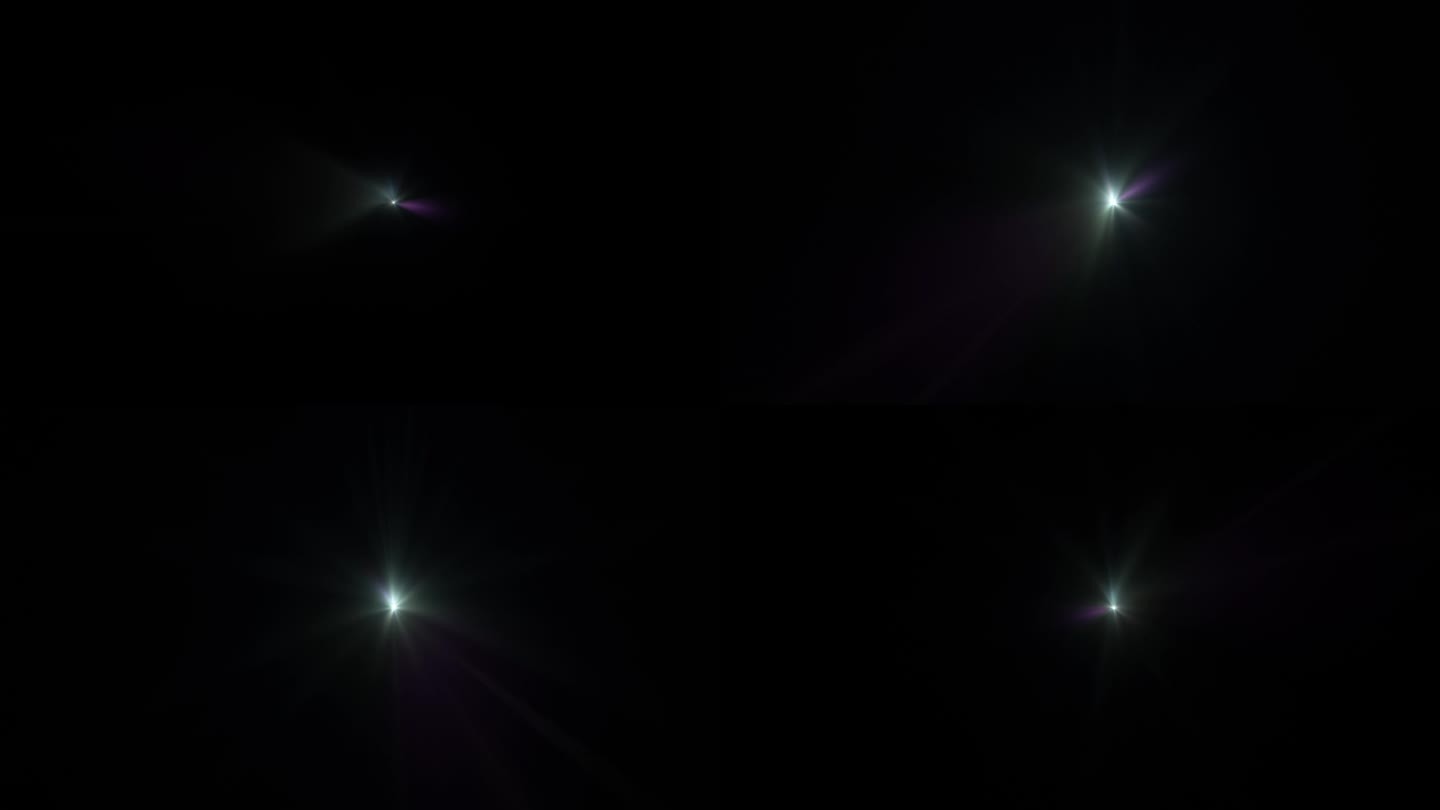 中心旋转辉光多色光线光光学镜头闪光动画艺术在黑色抽象背景为屏幕项目覆盖。灯光光线效果动态明亮的视频镜