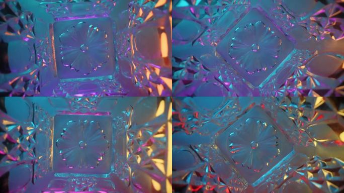 广角微距内旋转水晶玻璃瓶下的变色灯，探头镜头