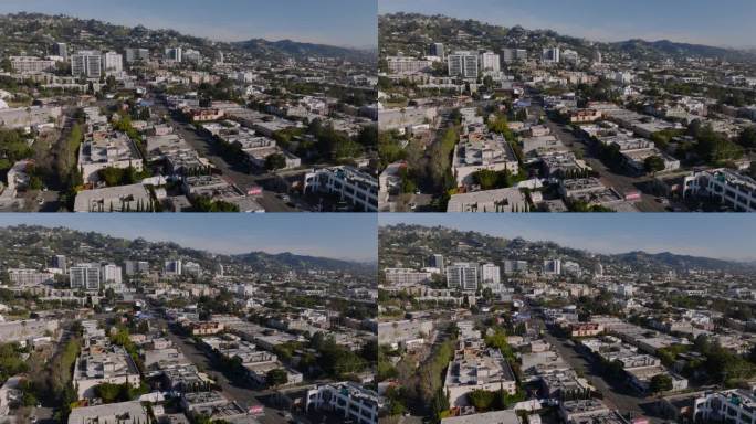 晴天时城市建筑物的航拍照片。市区各种各样的房子。洛杉矶，加利福尼亚，美国