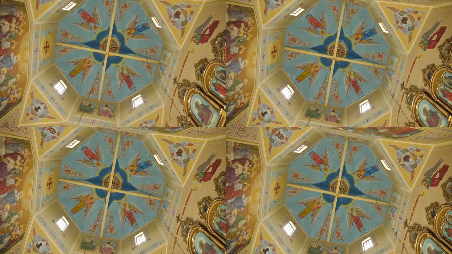 内部，东正教堂的建筑与绘画和圣像。乌克兰的教堂和寺庙。