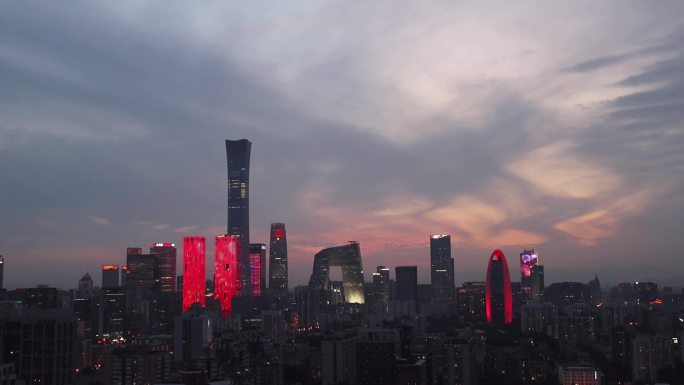 北京欢度国庆国贸CBD灯光秀