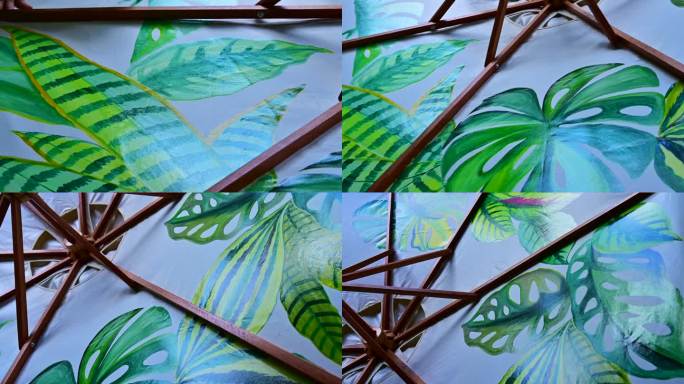 手工绘制树叶是制作兰纳伞的第一步