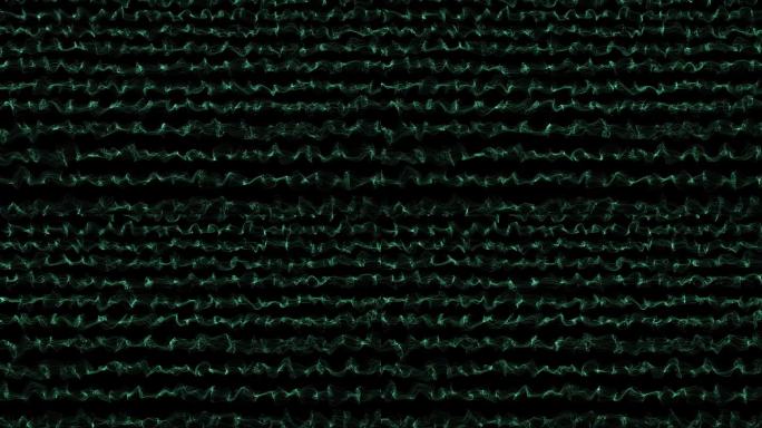 多重霓虹绿绿松石相交线，科技纤维运动。凉爽流动的曲线图案背景，几何设计。未来主义烟雾图案的掩护，横幅