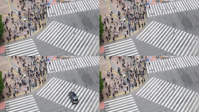 4K高角度视角。日本东京涩谷十字路口