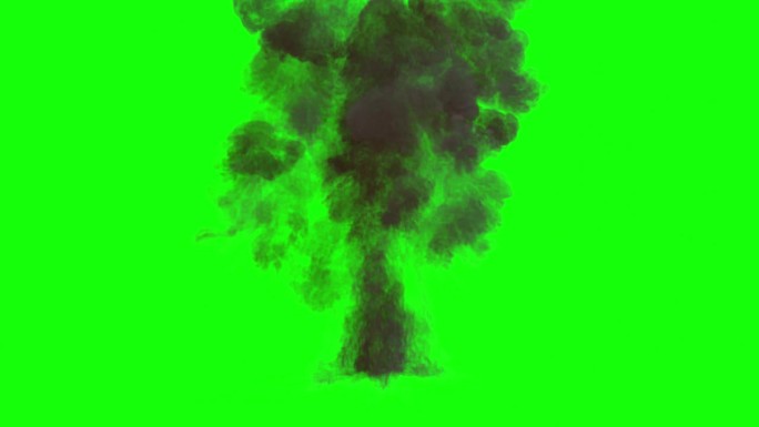 爆炸在绿色背景。炸弹爆炸的动画。孤立的大爆炸