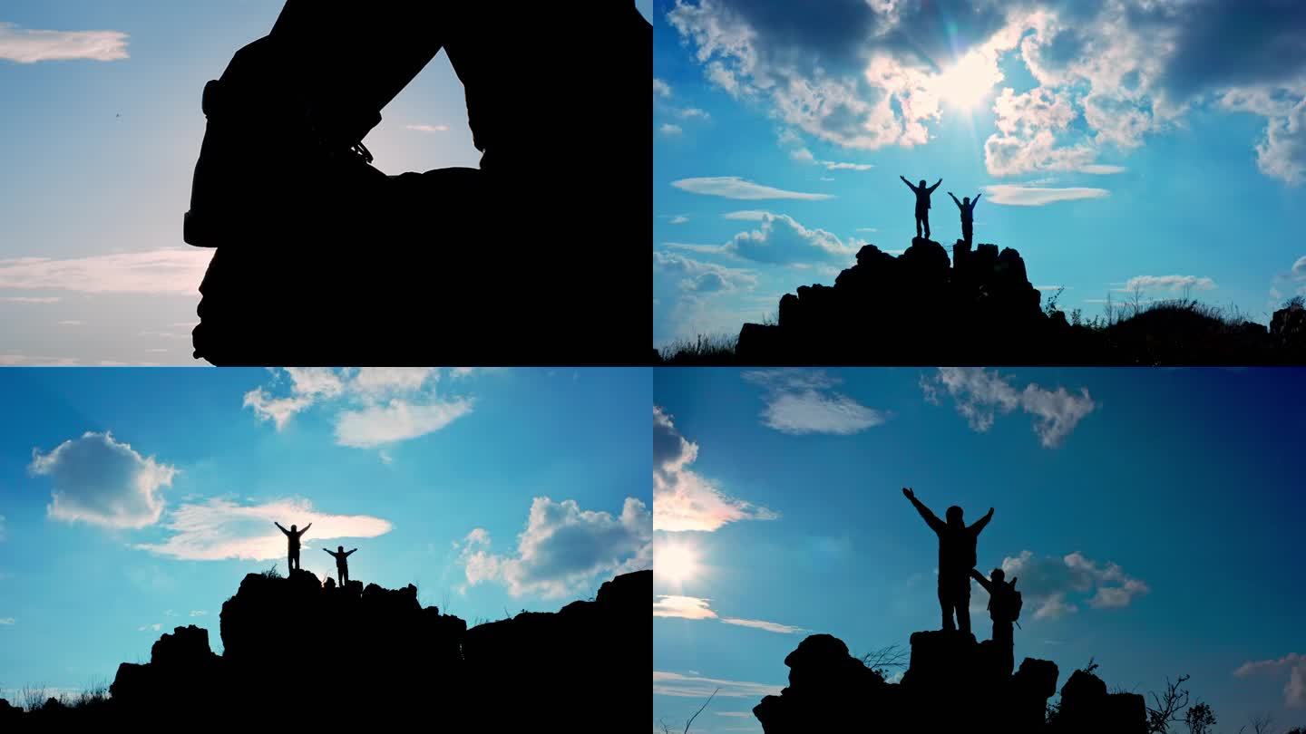 团队登山山顶形象