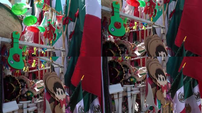 传统的墨西哥装饰品在九月为墨西哥独立战争假日出售