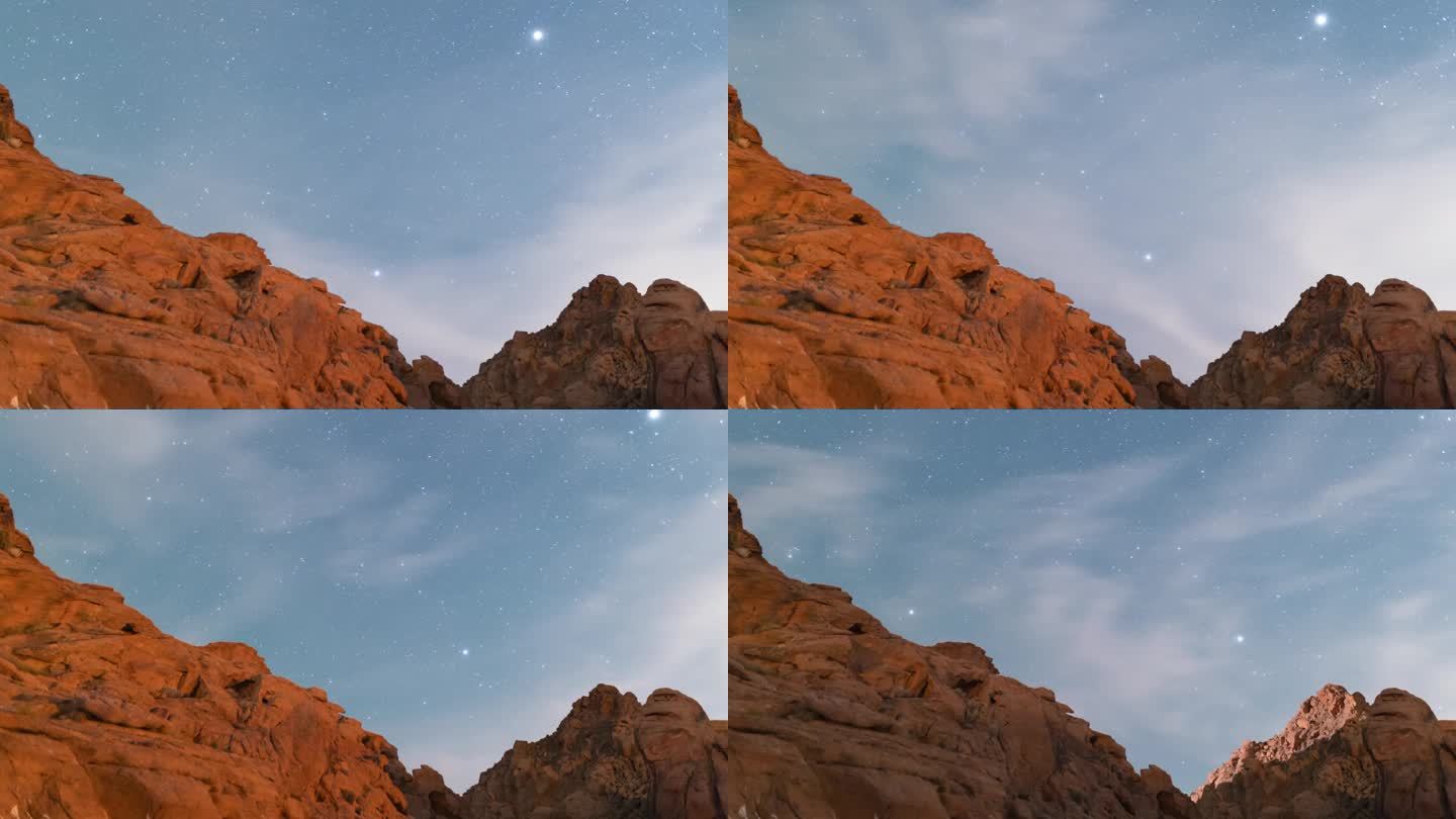天体摄影术。内华达州火谷州立公园的夜空延时图
