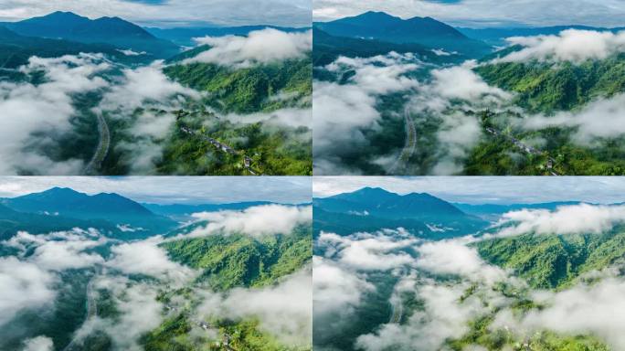 大气青山绿水间云雾流动自然风景延时