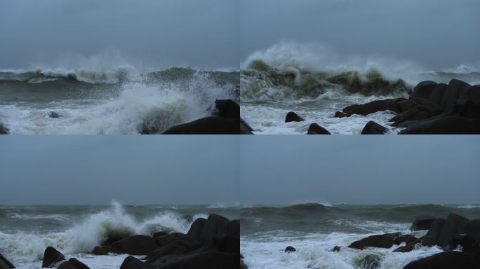 台风天海岸-高速摄影