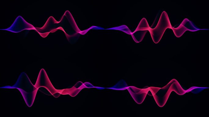 语音记录的三维彩色可视化。4K波浪抽象动画