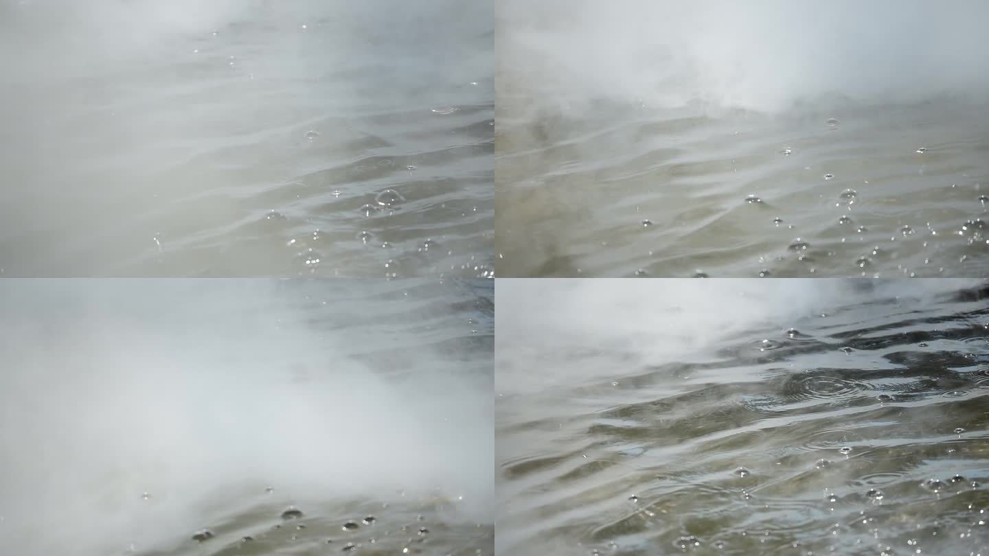 河上白雾，春日水面薄雾