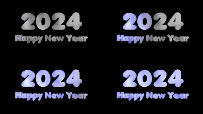 2024年新年快乐。有趣的文字动画在一个黑色的背景。3 d动画。祝贺条幅。
