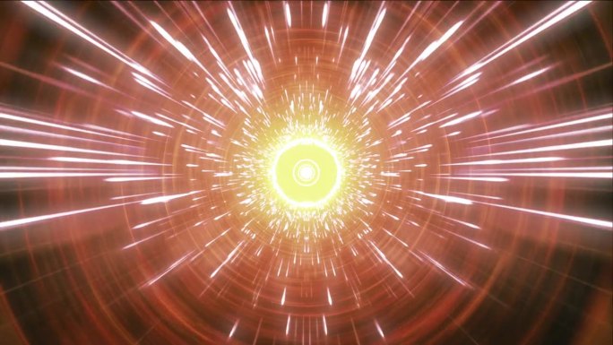 4k视频动画的抽象能量隧道与美丽的灯光在空间。