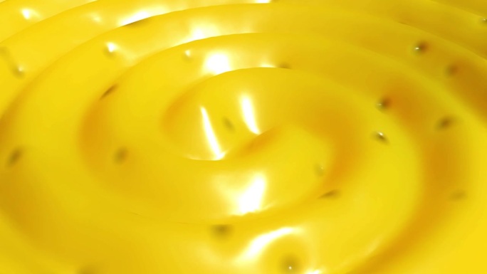 奶油黄色表面在圆周运动中波动的特写-奶油或食物概念背景