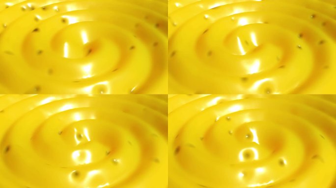 奶油黄色表面在圆周运动中波动的特写-奶油或食物概念背景