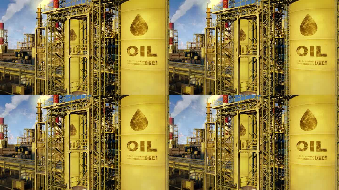 岩石石油精炼厂-工业设施，虚构-循环视频