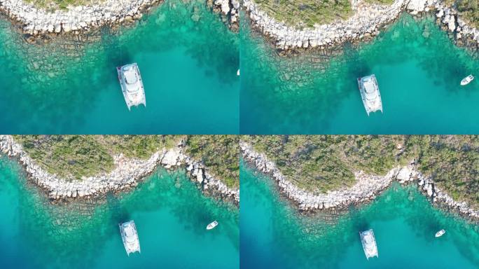 无人机拍摄的安塔利亚卡斯湾鸟瞰图