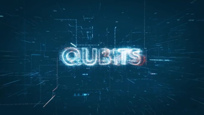 量子计算背景概念QUBITS标题广告