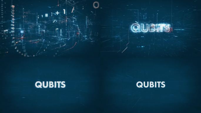 量子计算背景概念QUBITS标题广告