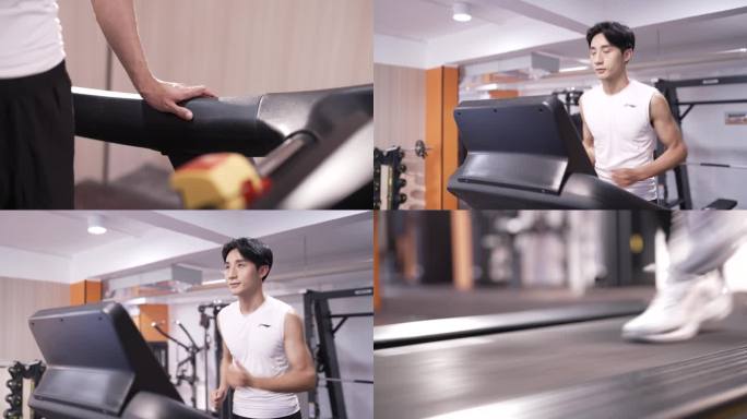 4K阳光男生健身房跑步机跑步锻炼健身8