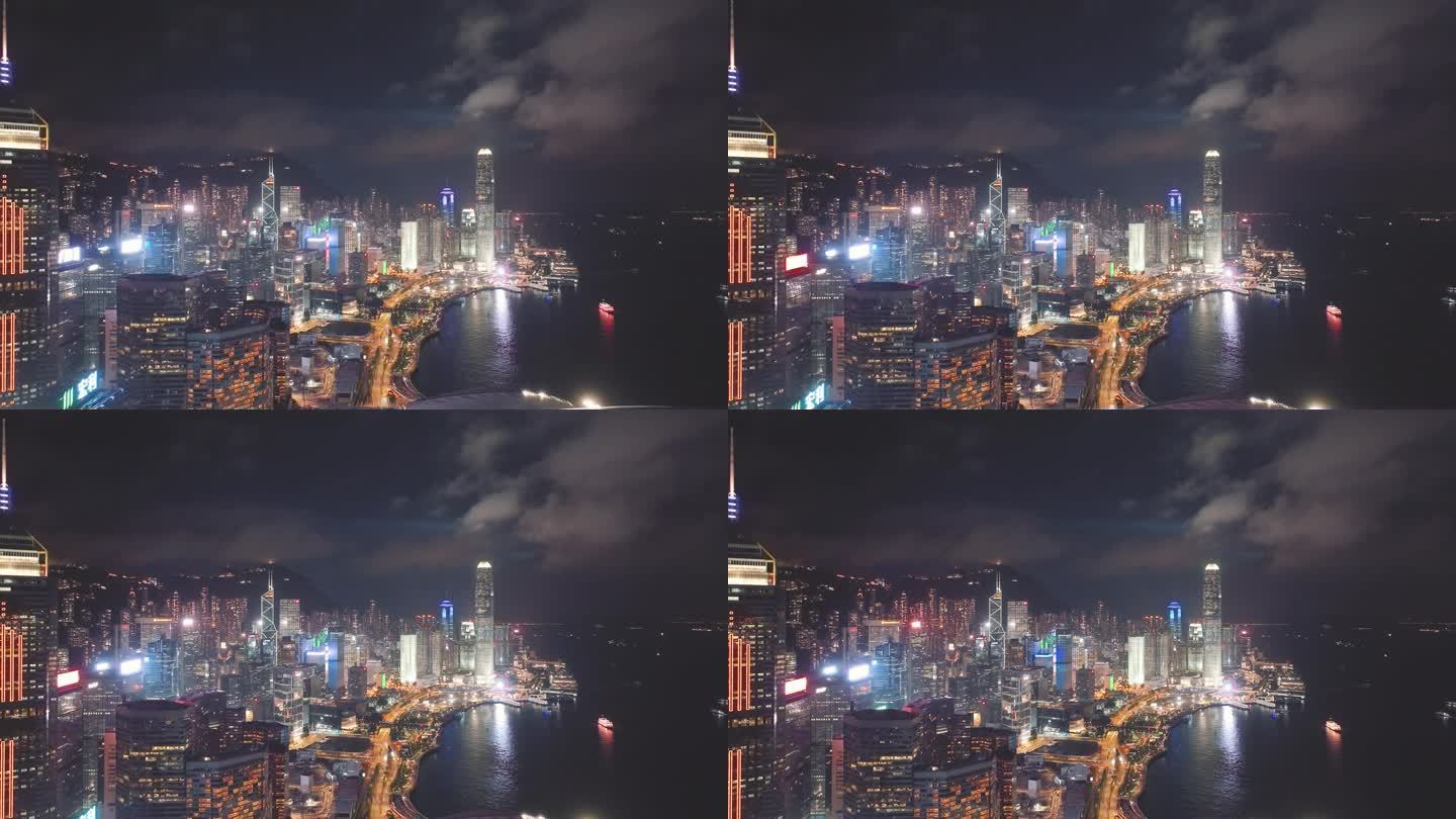 香港夜空鸟瞰图。香港夜景香港航拍香港风光