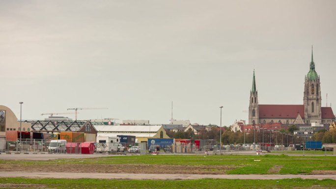 白天慕尼黑市著名的十月节地点解构全景4k延时拍摄德国