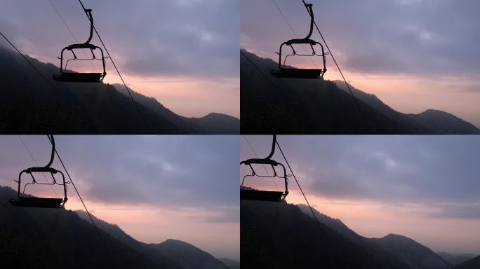 山中缆车夜景。4 k的视频。