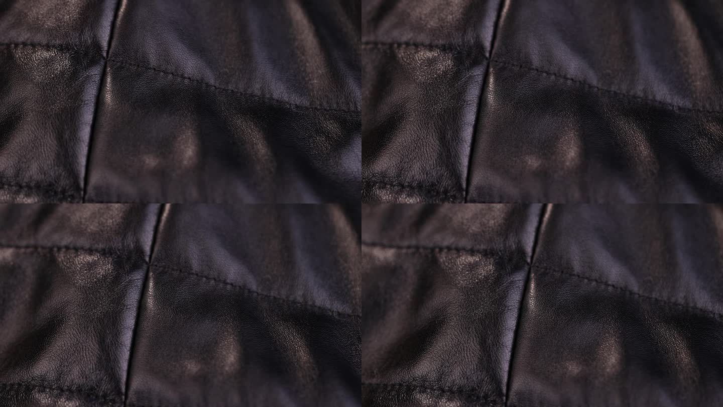 外套的细节和部分由黑色人造革制成