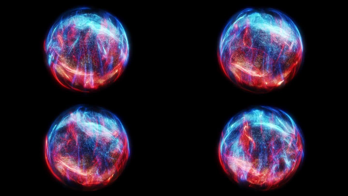 抽象能量球。球形物体内运动的能量。爆炸，涌动的力量弯曲和爆发的能量。动力球容器或储存能量。3D渲染，