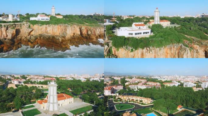 无人机拍摄的葡萄牙卡斯凯伊斯海边的岩石