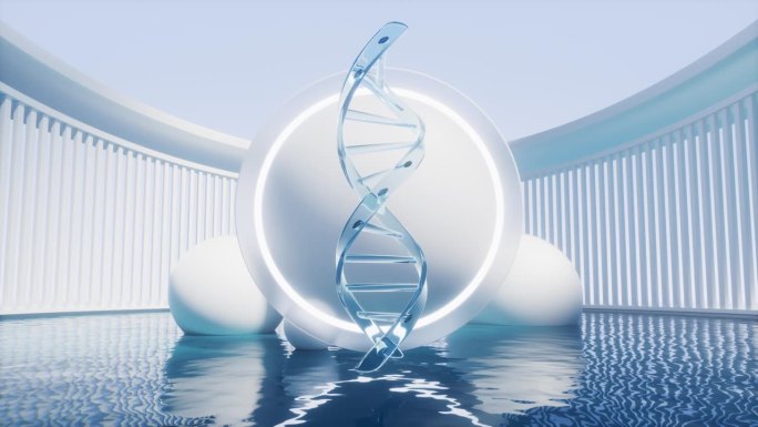 DNA与水面，3d渲染。