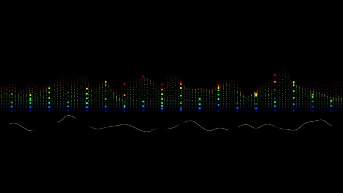 无缝循环未来声波图技术背景，音乐技术背景概念。60 fps 3D渲染