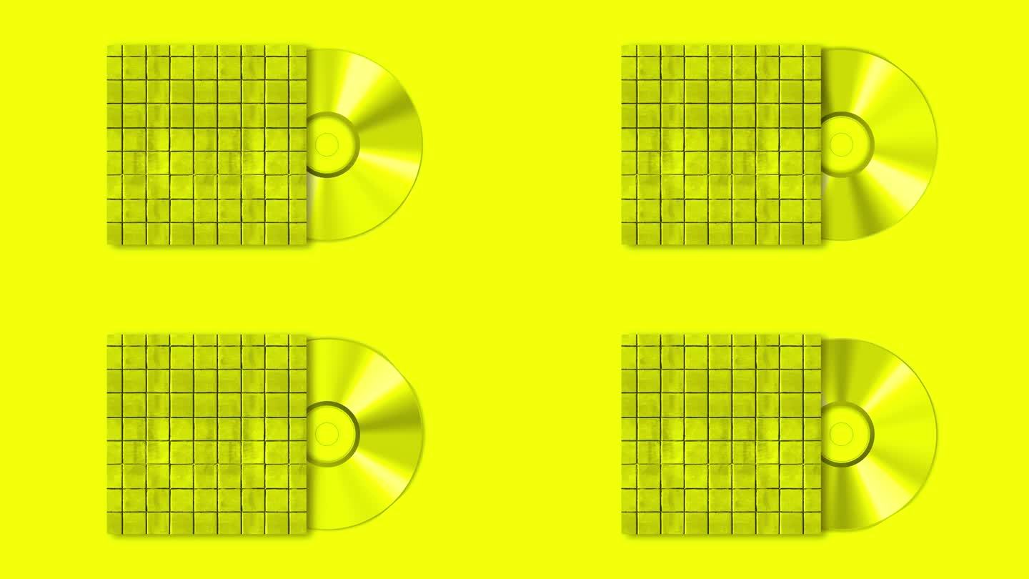 CD封面设计动画在黄色背景