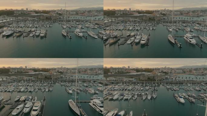 葡萄牙卡斯凯伊斯码头的无人机视图