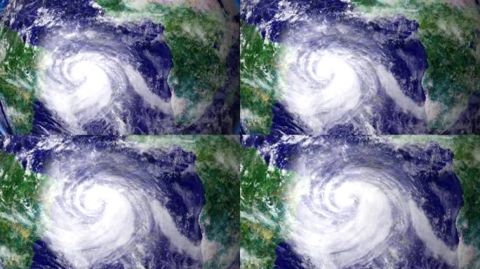 从大西洋到美国海岸附近的卫星拍摄的巨型飓风延时镜头。热带风暴时程。龙卷风台风顶部广角镜头。4K视频