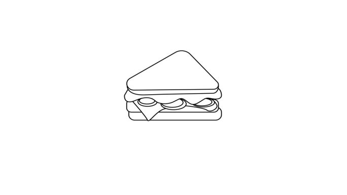 一个三明治的黑色草图的动画视频