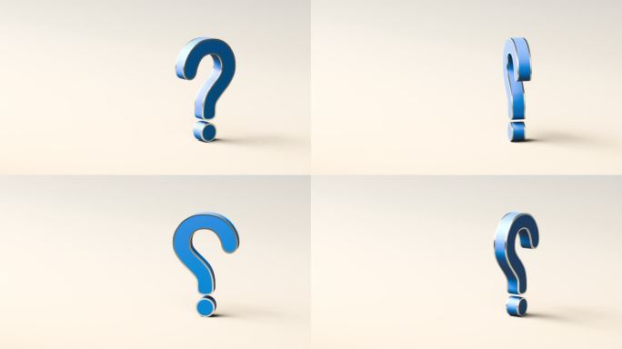 白色背景上的蓝色问号，左侧空白的复制空间，常见问题解答概念