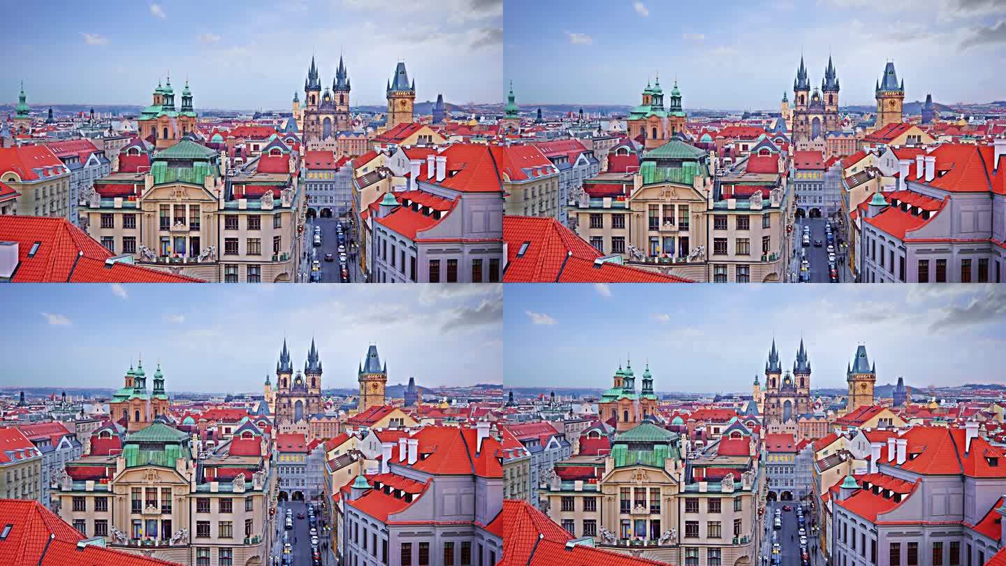 布拉格鸟瞰图。老城广场。