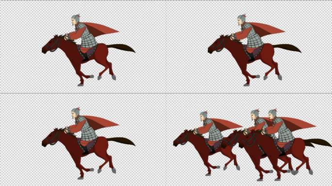 古代士兵骑马循环通道素材