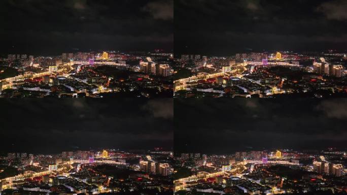 万家灯火光住宅区航拍夜景视频素材小县城市
