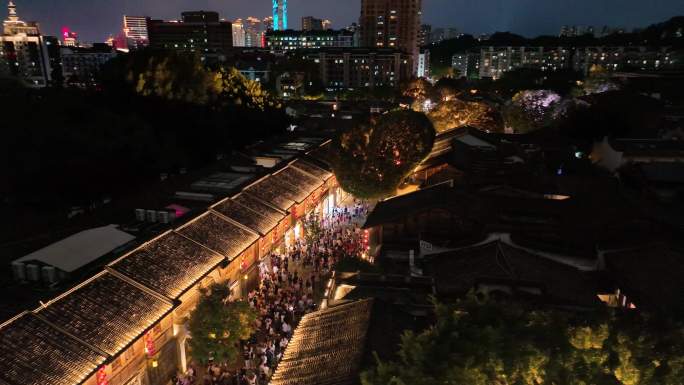 福建福州三坊七巷文化旅游夜景 城市步行街