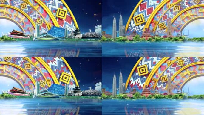 中国马来西亚美美与共晚会大气开场舞蹈大屏