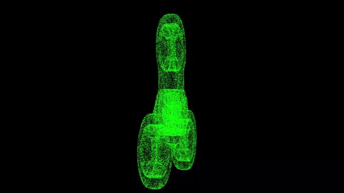 3D旋转器在黑色背景上旋转。由闪闪发光的微粒构成的物体。游戏放松概念。用于标题，文本，演示。3d动画