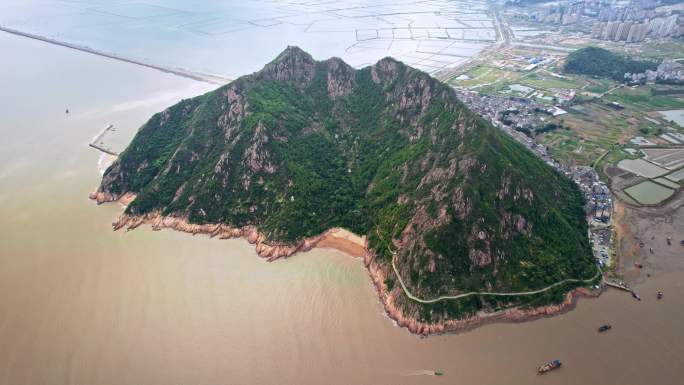 航拍福建宁德霞浦北岐滩涂 霞浦县城全景