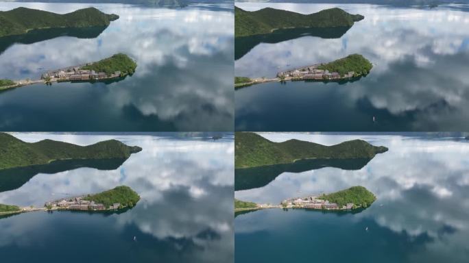 航拍泸沽湖里格半岛延时视频