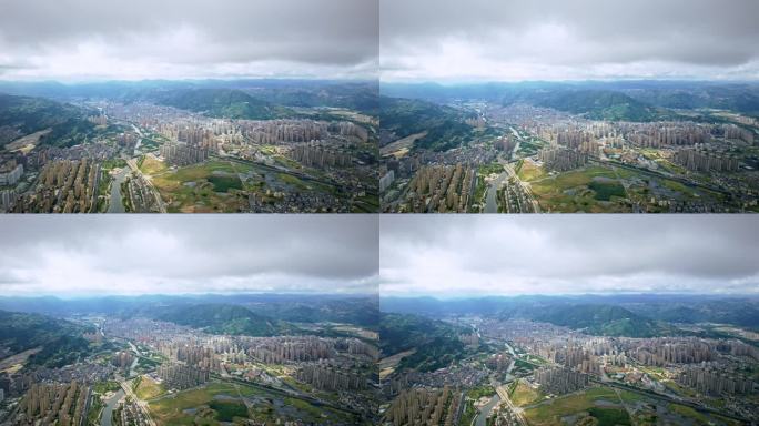 航拍福建宁德霞浦北岐滩涂 霞浦县城全景