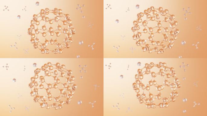 金色球形分子结构动画